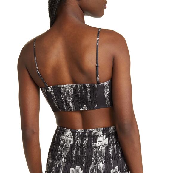 ALLSAINTS Riah Mia Bandeau Top Women 8 Black white Tie Front Vacation Travel NEW - Picture 2 of 16
